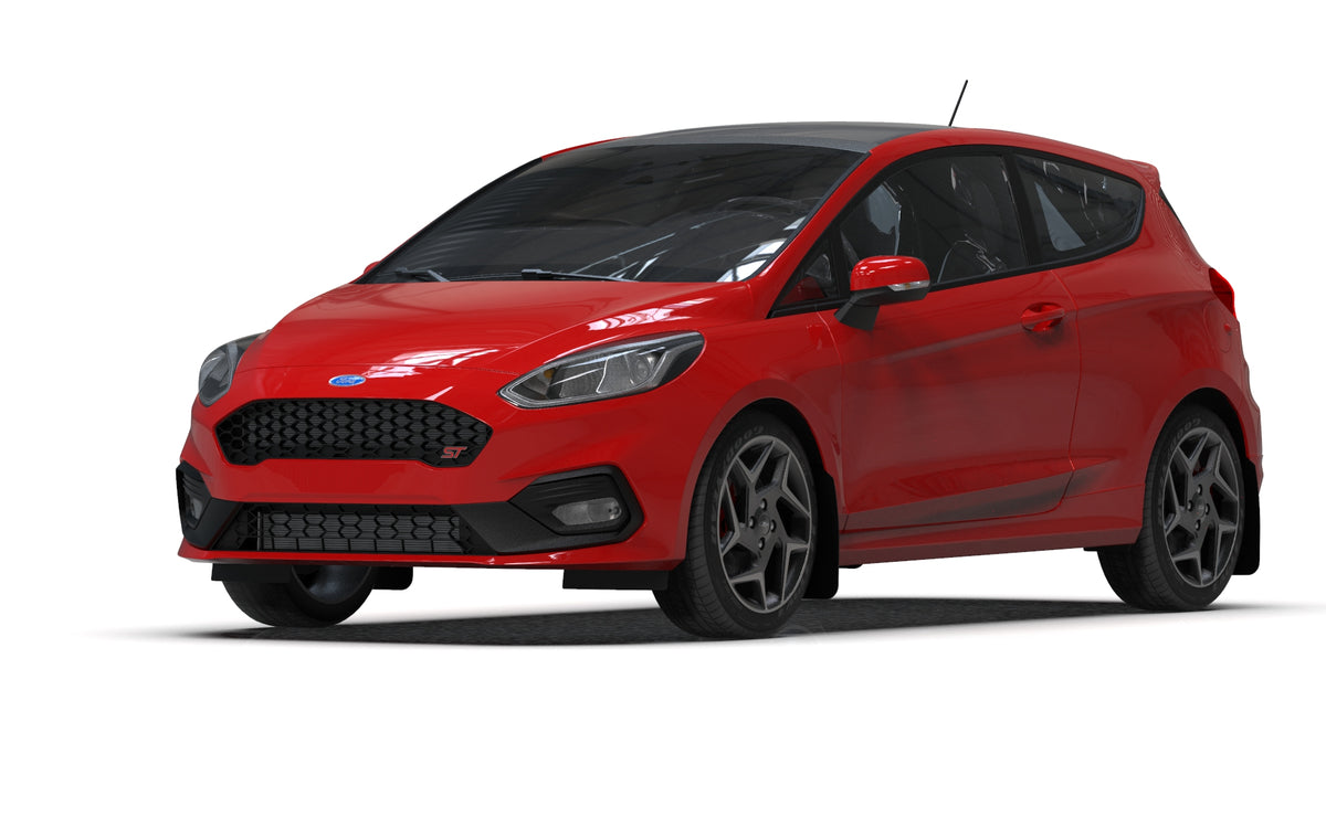 Rally Armor 18-23 Ford Fiesta ST MK8 Black UR Mud Flap w/White Logo - MF60-UR-BLK/WH