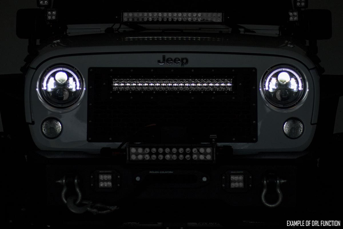 Rough Country - Mesh Grille - 30" Dual Row LED - Black - Amber DRL - Ford F-150 (15-17) - 70193BDA for 2015-2017 Ford F 150 -