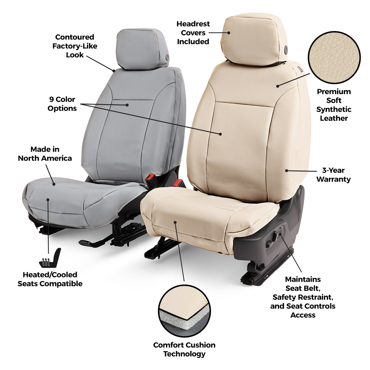 Covercraft 24-26 Toyota Grand Highlander Leatherette PrecisionFit Custom Second Row Seat Covers - GTT4577LTLG