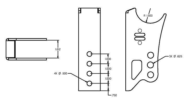 Ridetech Weld On Rear Axle Bracket for Bolt-On 4 Link - 70010122 - detail view