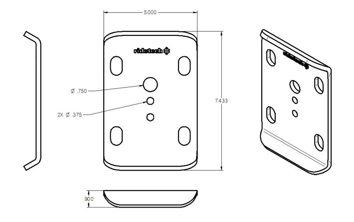 Ridetech U-Bolt Plate for 3in Axle Tube - 90000041 - detail view