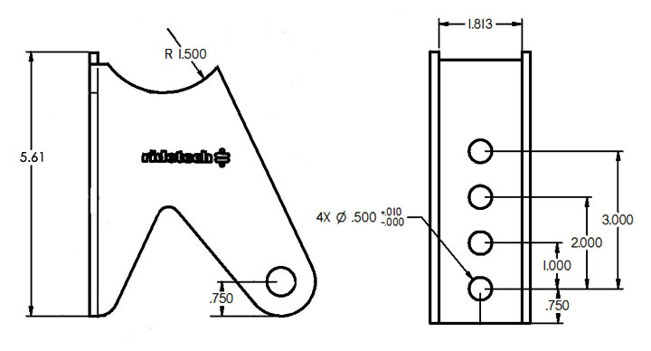 Ridetech Tri Link Axle Bracket - 90000159 - detail view