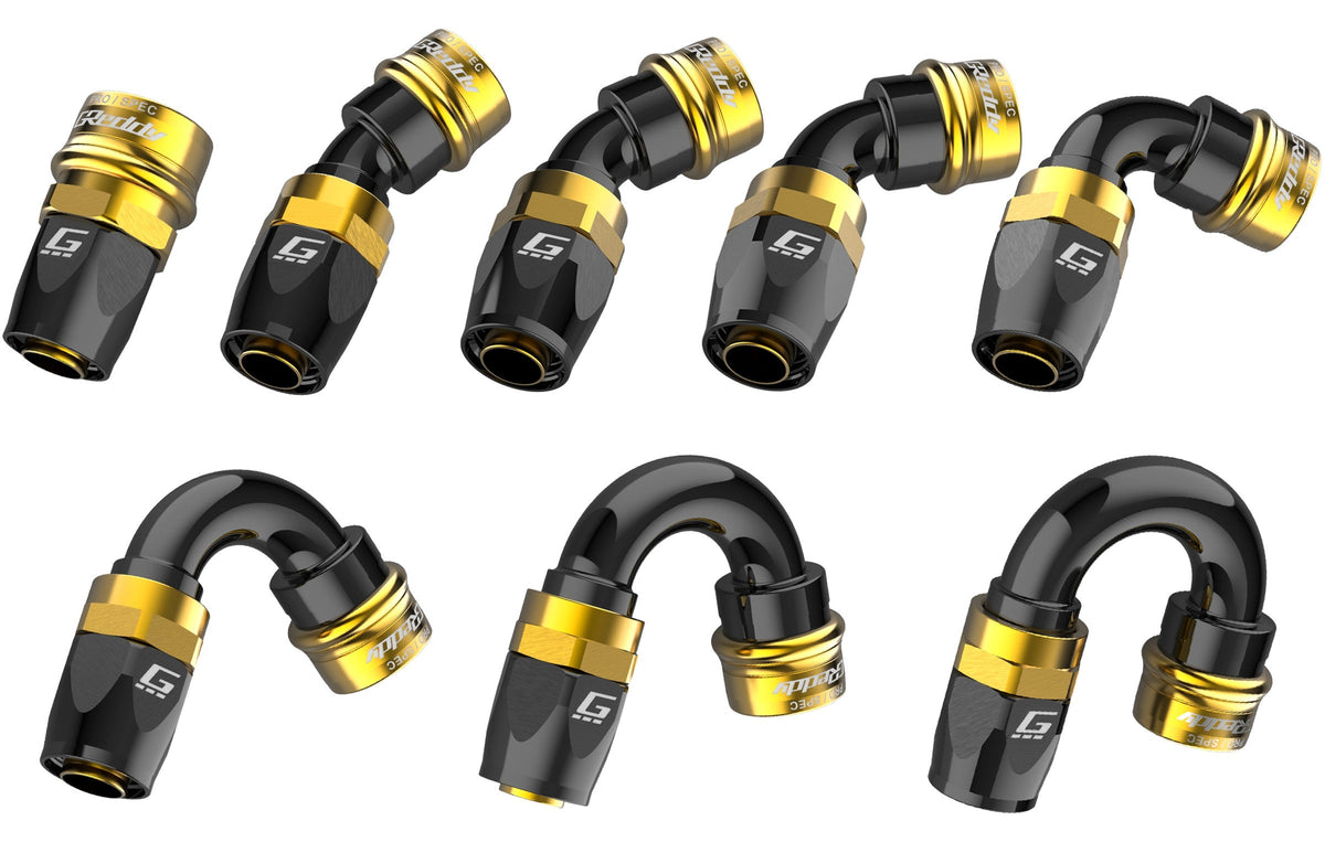 GReddy - GReddy PRO/SPEC -12 Quick-Release Swivel Hose End(s) - Black / Gold anodized - 12871206