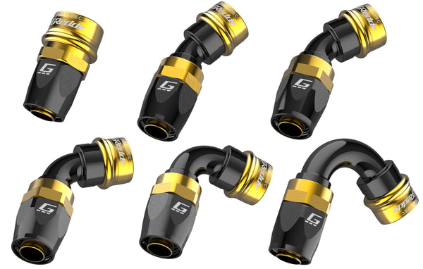 GReddy - GReddy PRO/SPEC -16 Quick-Release Swivel Hose End(s) - Black / Gold anodized - 12861600