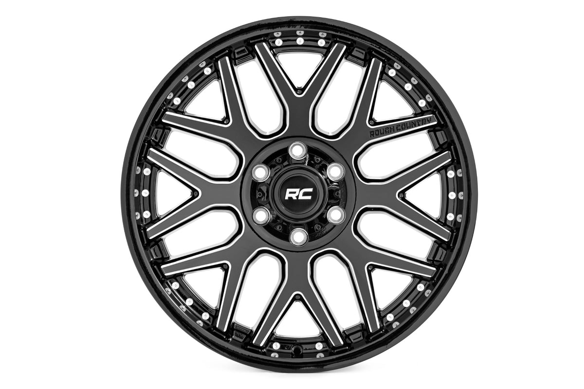 Rough Country 95 Series Wheel | Machined One-Piece | Gloss Black | 20x10 | 5x4.5 | -19mm