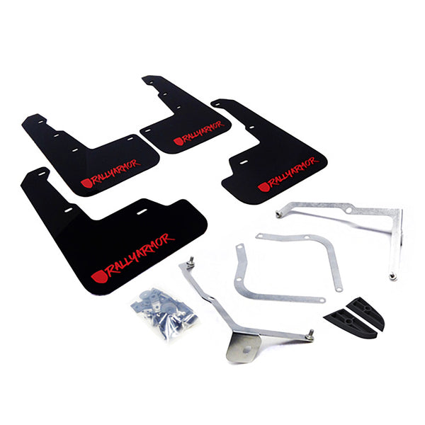 Rally Armor 15-21 Subaru WRX/STI (Sedan ONLY) Black UR Mud Flap w/ Red Altered Font Logo - MF32-UR-BLK/RD-X for 2015-2021 Sub
