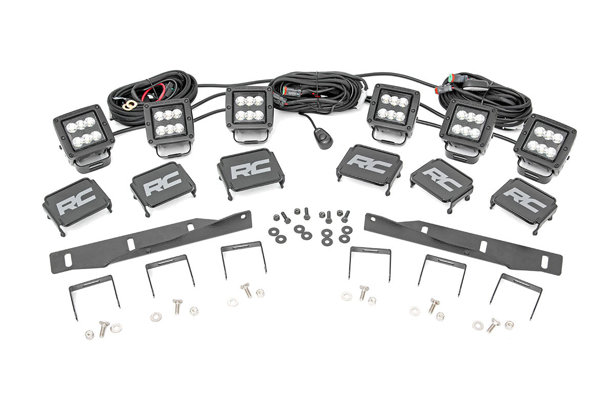 Rough Country - LED Light Kit - Fog Mount - Triple 2" Black Pair - Ford Raptor 4WD (17-20) - 70700 for 2017-2020 Ford F 150 -