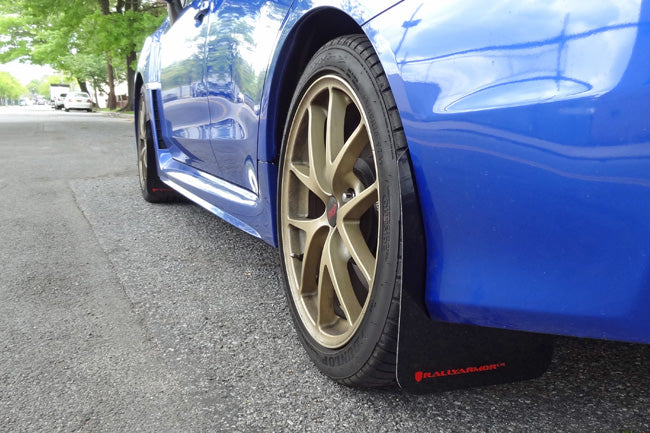 Rally Armor 15-21 Subaru WRX/STI (Sedan ONLY) White UR Mud Flap w/ Red Logo - MF32-UR-WH/RD