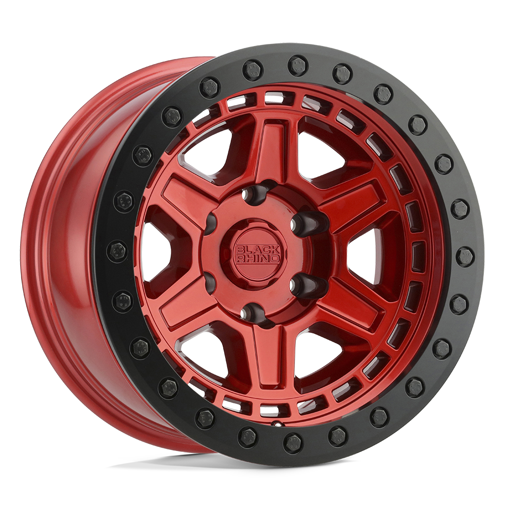 Black Rhino Hard Alloys Reno 20X9.5 6X139.7 -12MM Candy Red W/ Black Ring & Bolt