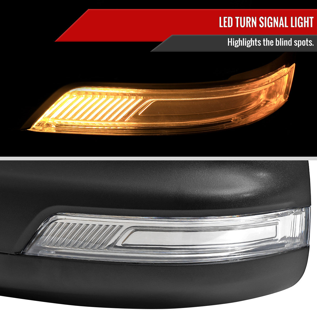 Spec-D Tuning - 2019-2024 Dodge RAM 1500 Black Power Adjustable, Manual Fold, BSD & Heated Side Mirror w/ LED Puddle and Turn Signal Light - Driver Side Only - RMV-RAM1915HP-FS-L