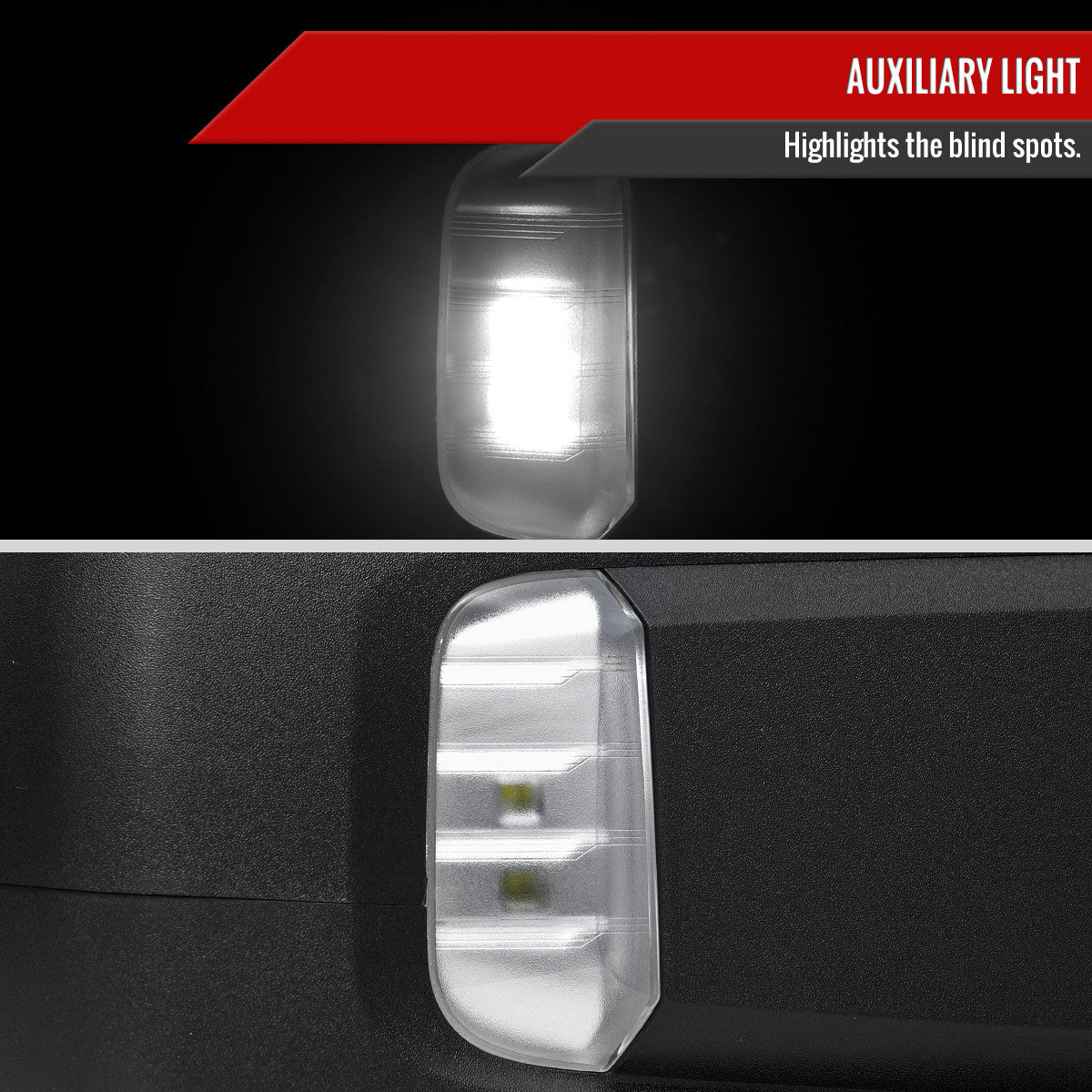 Spec-D Tuning - 2019-2026 GMC Sierra 1500 Black Power Adjustable, Manual Fold, BSD & Heated Side Mirror w/ LED Puddle and Auxiliary Light - Passenger Side Only - RMV-SIE1915HP-FS-R