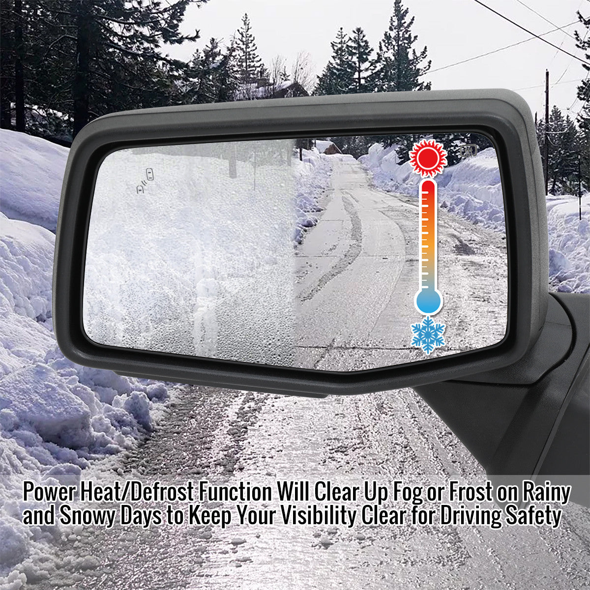 Spec-D Tuning - 2019-2026 GMC Sierra 1500 Black Power Adjustable, Auto-Fold, BSD & Heated Side Mirror w/ LED Puddle and Auxiliary Light - Driver Side Only - RMV-SIE1915HPATL-FS