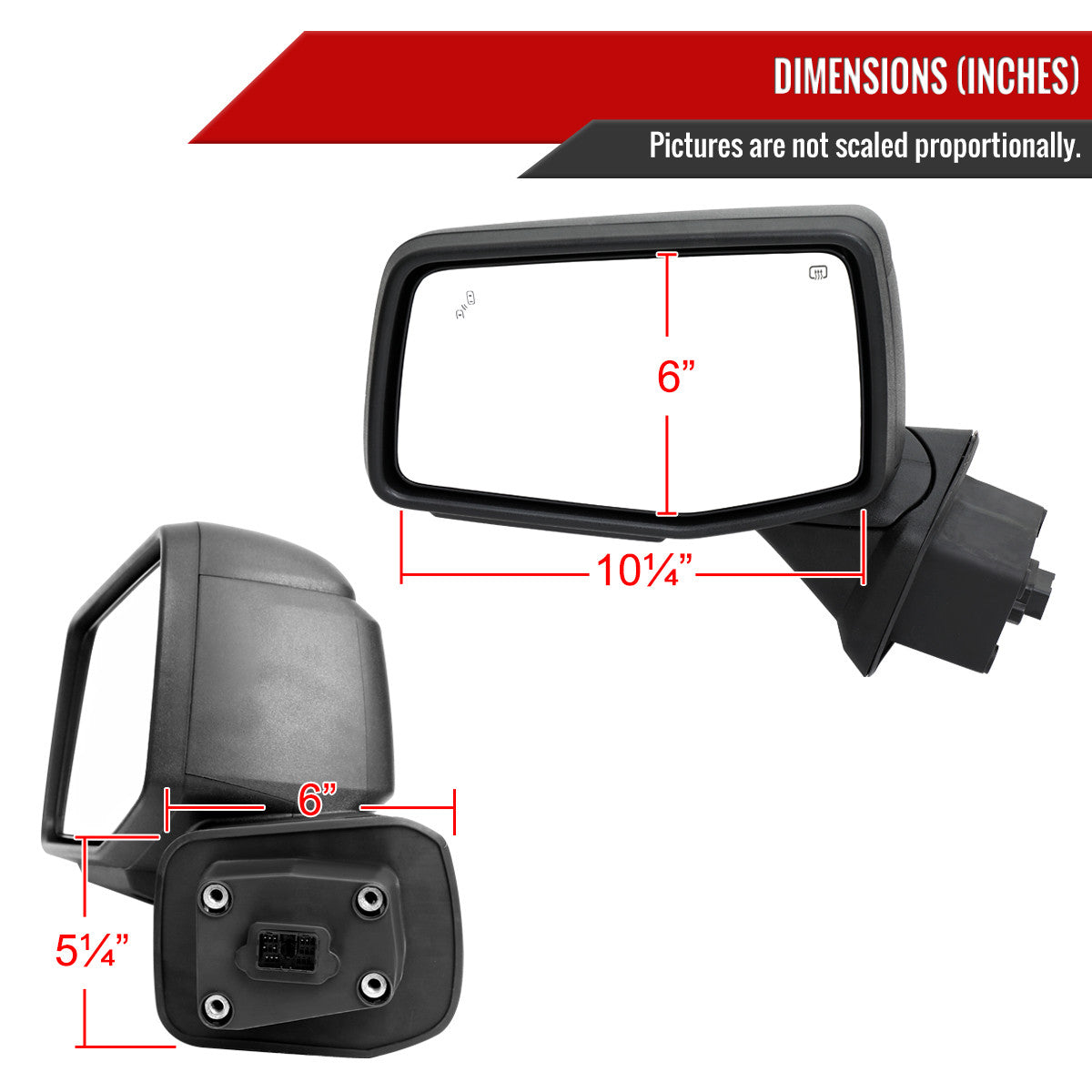 Spec-D Tuning - 2019-2026 GMC Sierra 1500 Black Power Adjustable, Auto-Fold, BSD & Heated Side Mirror w/ LED Puddle and Auxiliary Light - Driver Side Only - RMV-SIE1915HPATL-FS