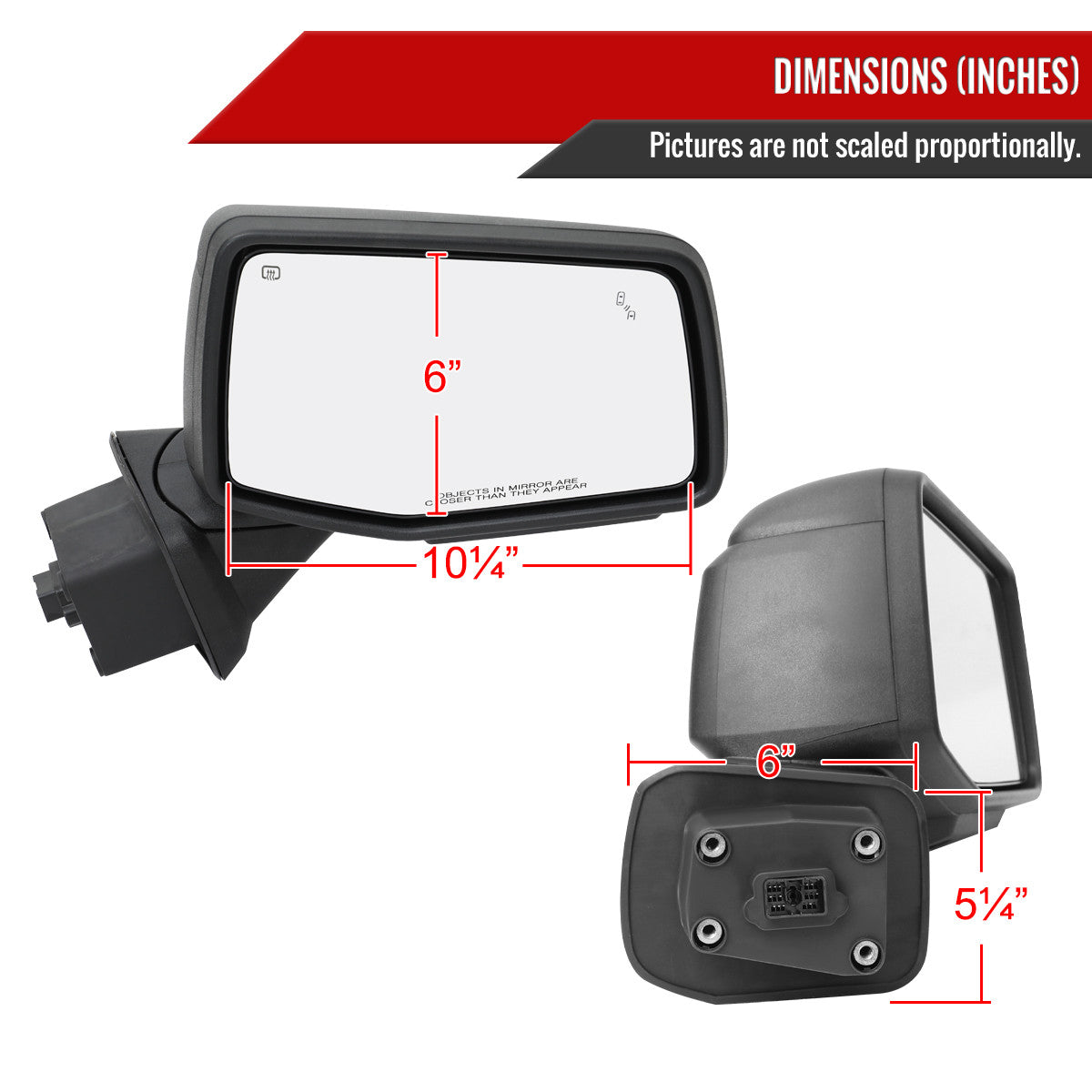 Spec-D Tuning - 2019-2026 GMC Sierra 1500 Black Power Adjustable, Auto-Fold, BSD & Heated Side Mirror w/ LED Puddle and Auxiliary Light - Passenger Side Only - RMV-SIE1915HPATR-FS