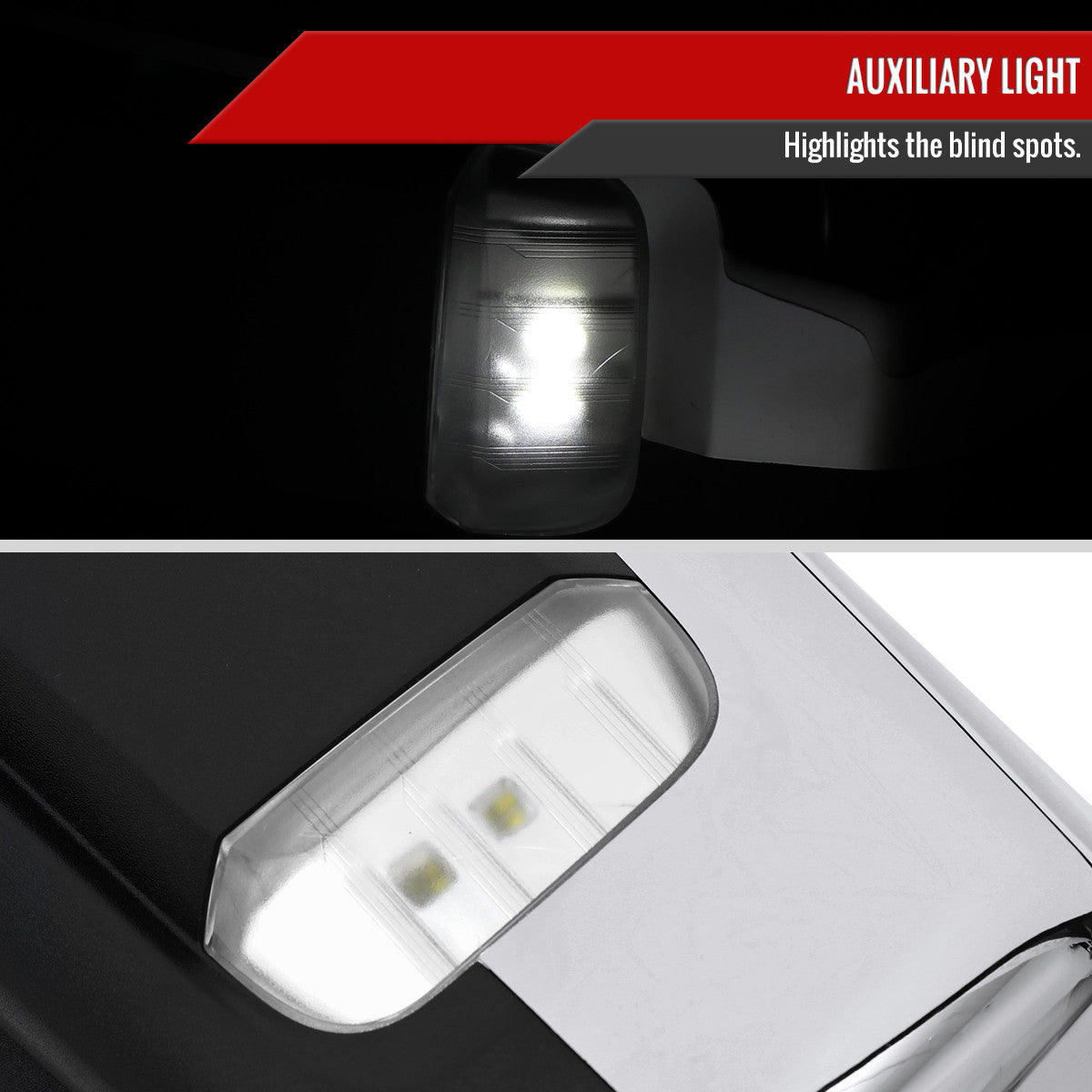Spec-D Tuning - 2019-2026 Chevrolet Silverado 1500 Chrome Power Adjustable, Manual Fold, BSD & Heated Side Mirror w/ LED Puddle and Turn Signal Light - Driver Side Only - RMV-SIV1915CHP-FS-L