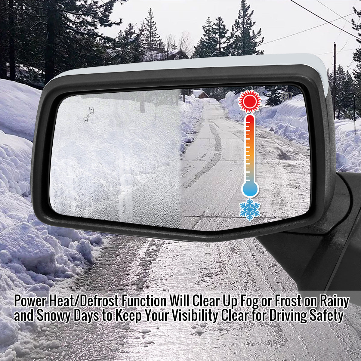 Spec-D Tuning - 2019-2026 Chevrolet Silverado 1500 Chrome Power Adjustable, Auto-Fold, BSD & Heated Side Mirror w/ LED Puddle and Turn Signal Light - Driver Side Only - RMV-SIV1915CHPATL-FS