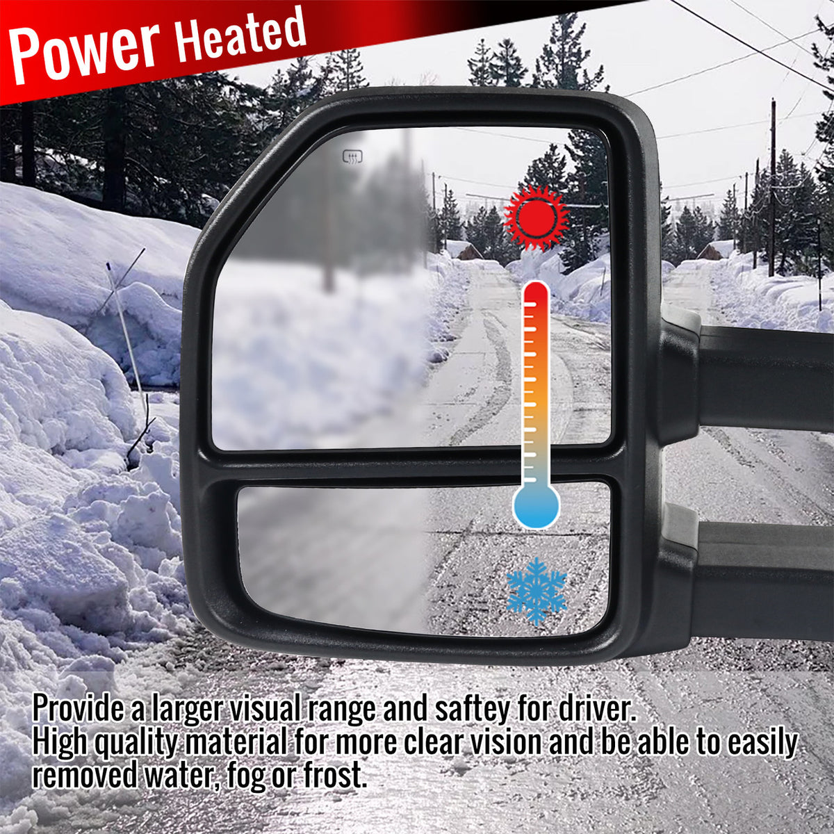 Spec-D Tuning - 2007-2014 Ford F-150 Power Adjustable, Heated, & Manual Extendable Towing Mirrors w/ Smoked Lens LED Turn Signal & Puddle Lights - RMX-F15007F3GH-P-FS