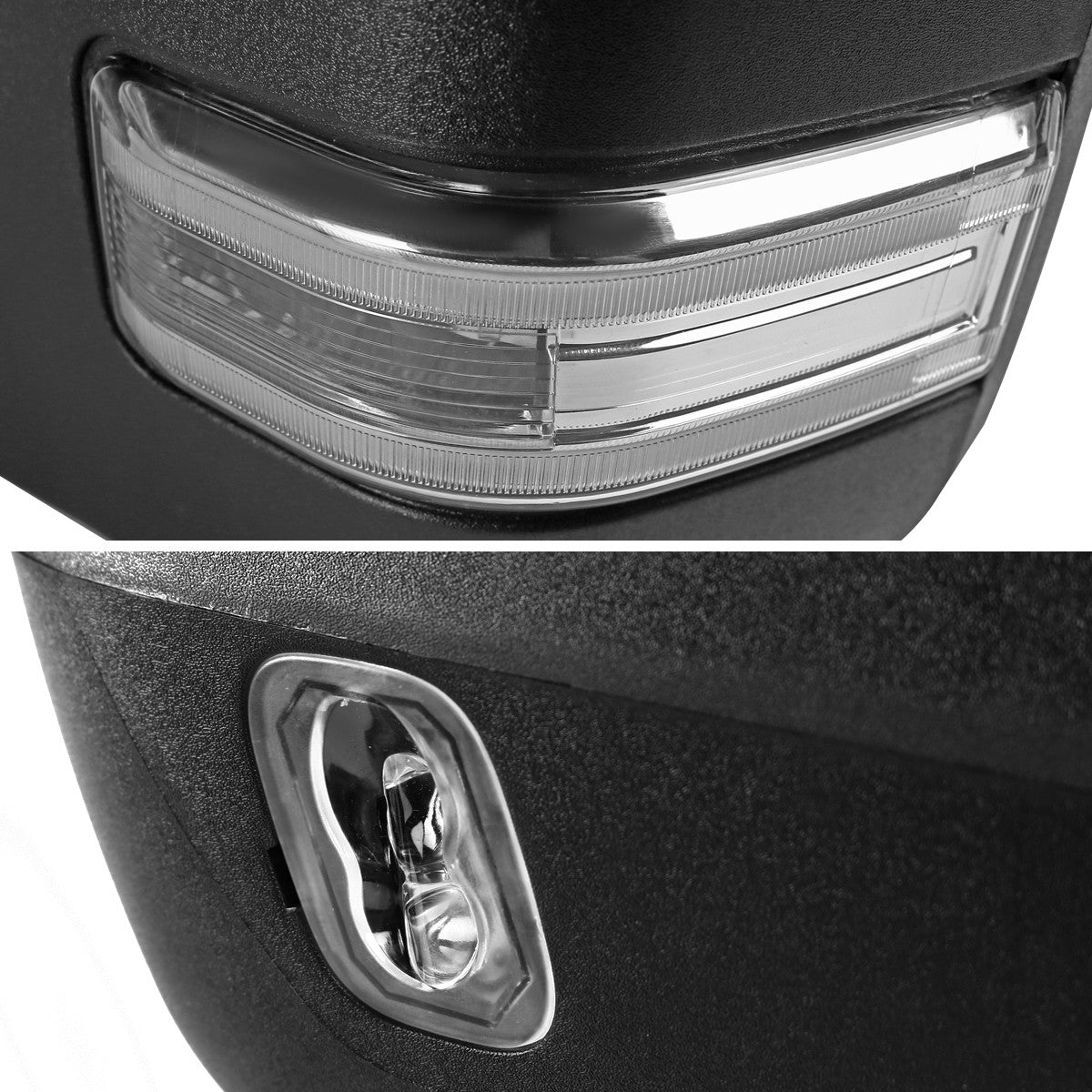 Spec-D Tuning - 2015-2020 Ford F-150 Power Adjustable, Heated, & Manual Extendable Towing Mirrors w/ Clear Lens Sequential LED Turn Signal, Clearance, Puddle, & Auxiliary Lights - RMX-F15015F3-SQ-FS