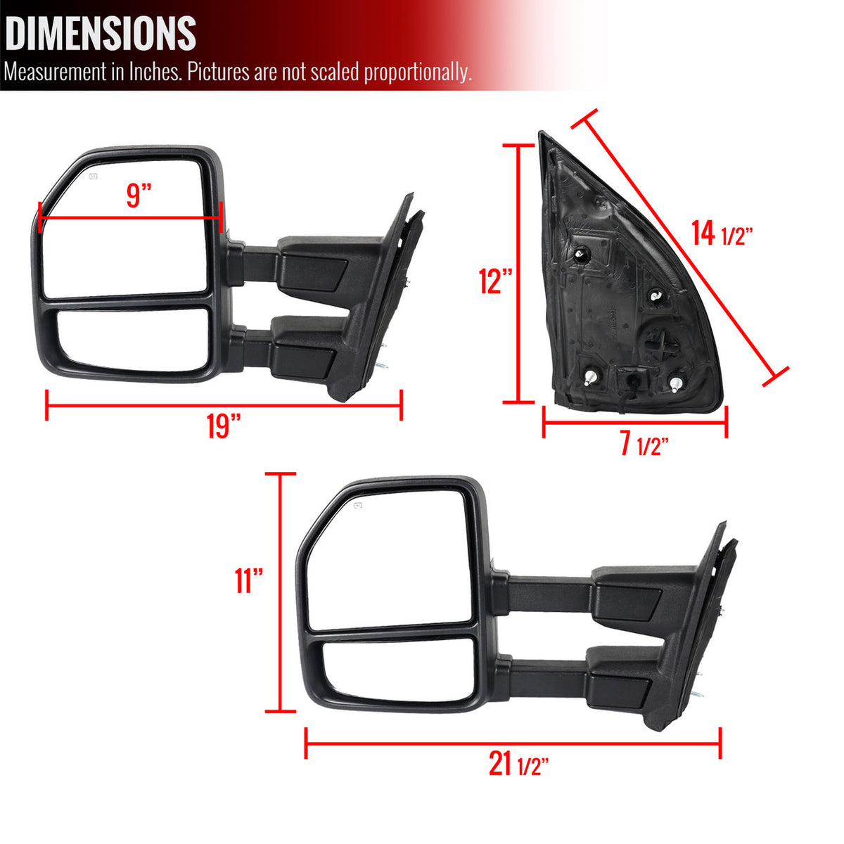 Spec-D Tuning - 1999-2016 Ford F-250/F-350/F-450 Power Adjustable, Heated, & Manual Extendable Chrome Towing Mirrors w/ Smoked Lens LED Turn Signal & Clearance Lights - RMX-F25099F2GH-P-FS
