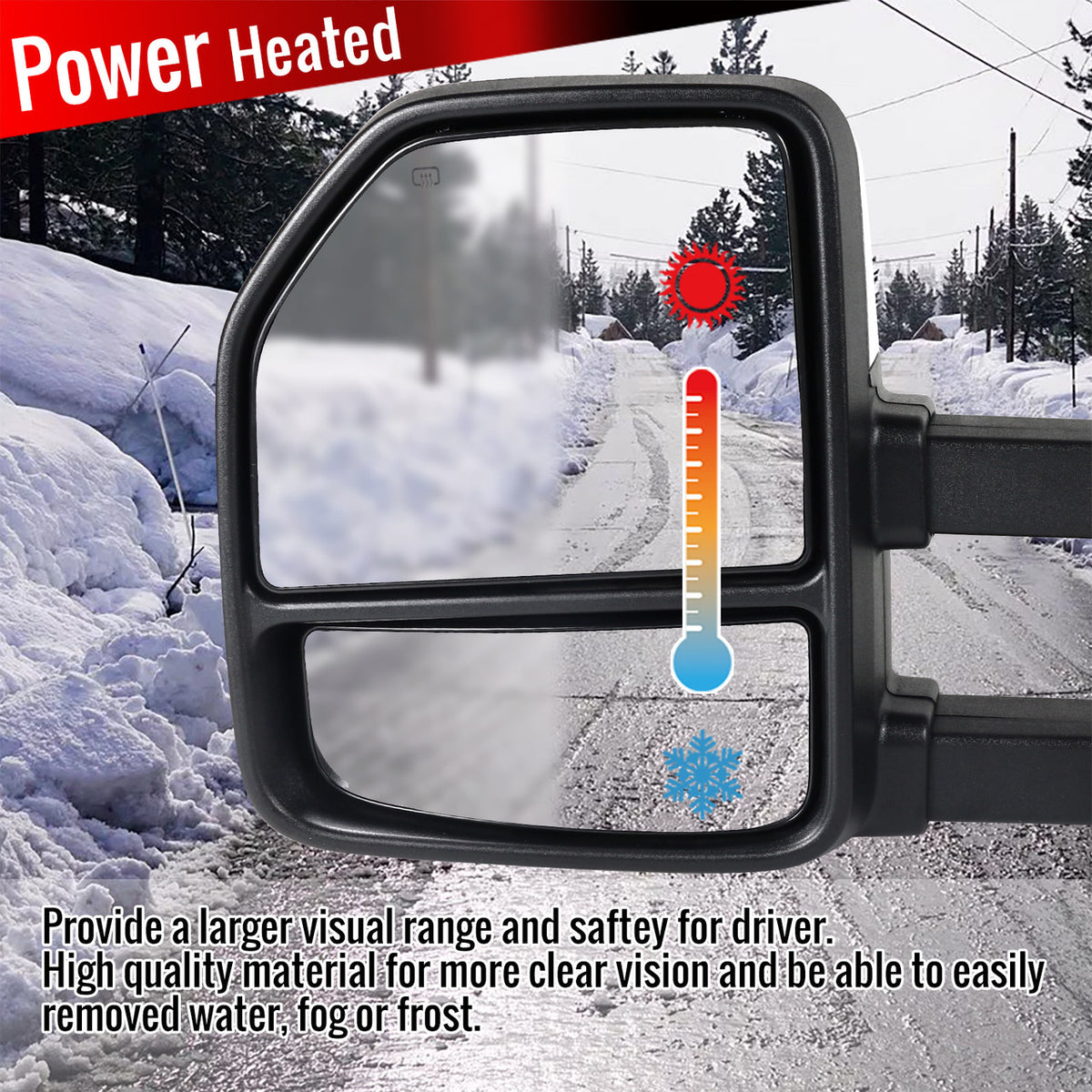 Spec-D Tuning - 1999-2016 Ford F-250/F-350/F-450 Power Adjustable, Heated, & Manual Extendable Chrome Towing Mirrors w/ Clear Lens LED Turn Signal & Clearance Lights - RMX-F25099F2H-P-FS