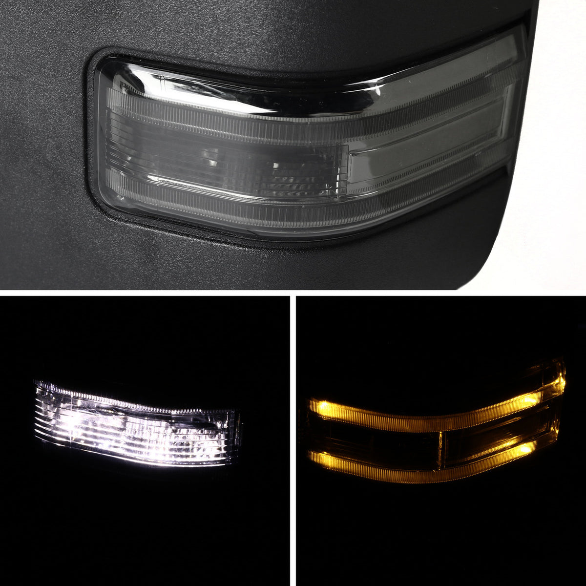 Spec-D Tuning - 1999-2016 Ford F-250/F-350/F-450 Power Adjustable, Heated, & Manual Extendable Chrome Towing Mirrors w/ Smoked Lens LED Turn Signal & Clearance Lights - RMX-F25099F2GH-P-FS
