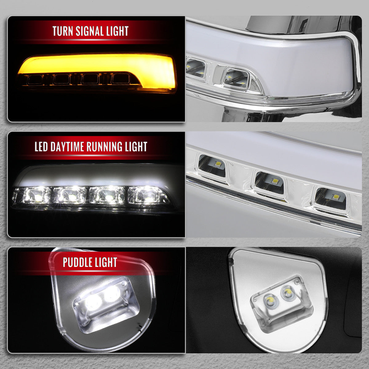 Spec-D Tuning - 2009-2012 Dodge RAM 1500 Chrome Power Heated 2023 Style Towering Mirror w/ Sequential Signal - RMX-RAM09CHP-23-FS