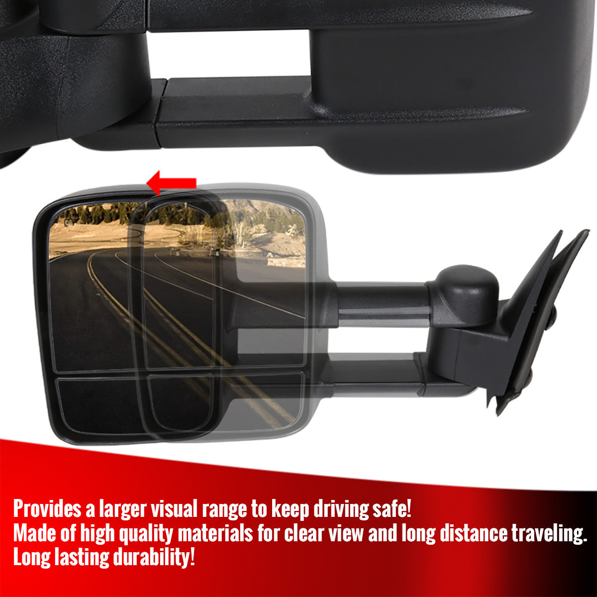 Spec-D Tuning - 1999-2002 Chevrolet Silverado/Tahoe/Suburban GMC Sierra/Yukon XL Power Heated Manual Extendable Towing Mirrors - RMX-SIV99H-P-FS