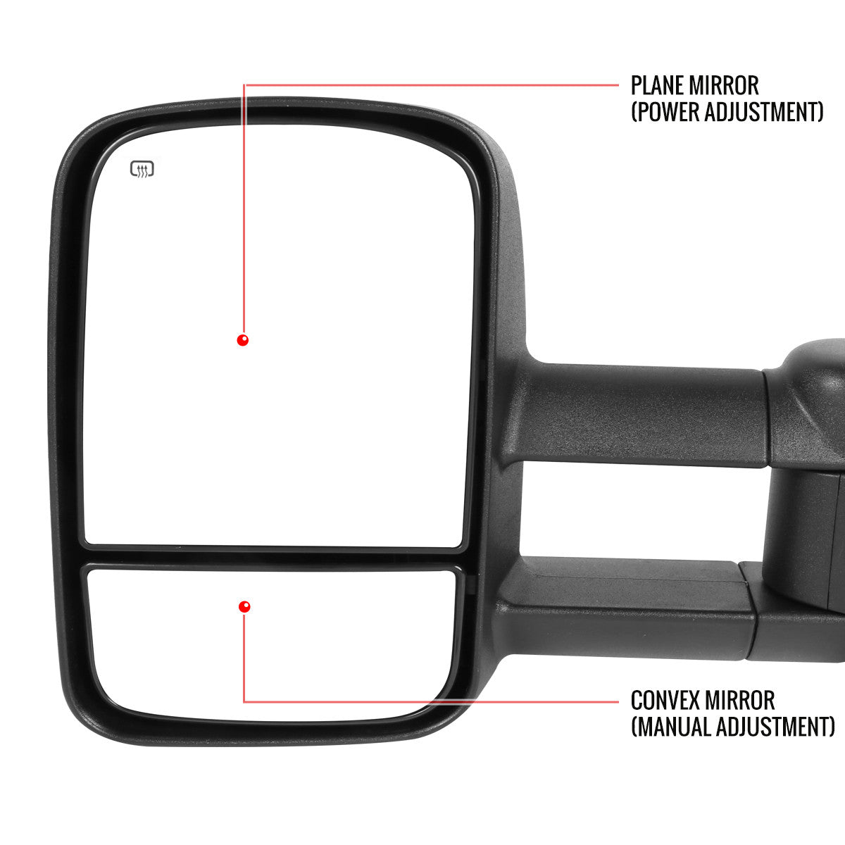 Spec-D Tuning - 1999-2002 Chevrolet Silverado/Tahoe/Suburban GMC Sierra/Yukon XL Power Heated Manual Extendable Towing Mirrors - RMX-SIV99H-P-FS