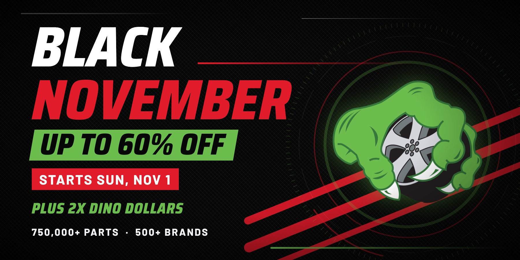 Black November starts Sunday, November 1: up to 60% off, plus 2x Dino Dollars