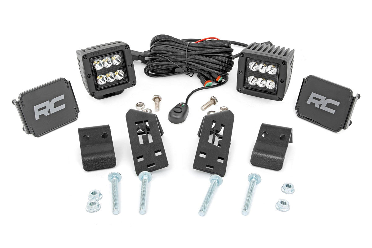 LED Light Kit | &quot;A&quot; Pillar Mount | 2&quot; Black Pair | Spot | Polaris RZR PRO XP 