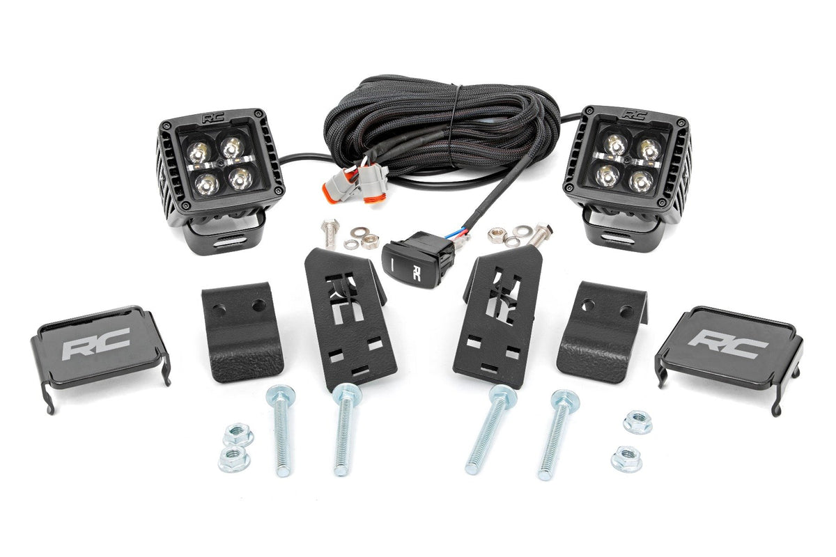 LED Light | A Pillar Mount | 2&quot; Black Pair | White DRL | Polaris RZR PRO XP