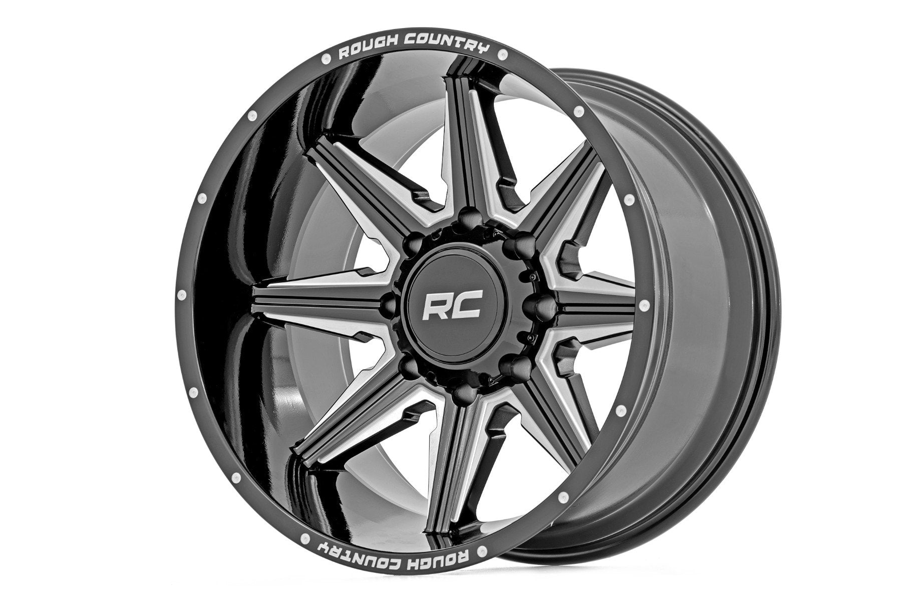 Rough Country 91M Series Wheel | One-Piece | Gloss Black | 20x12 | 6x135 | -44mm