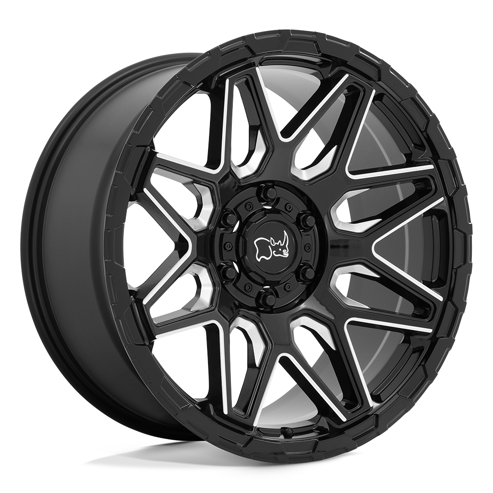 Black Rhino Hard Alloys Shockwave 20X9.5 6X135 +12MM Gloss Black W/ Milled Spokes