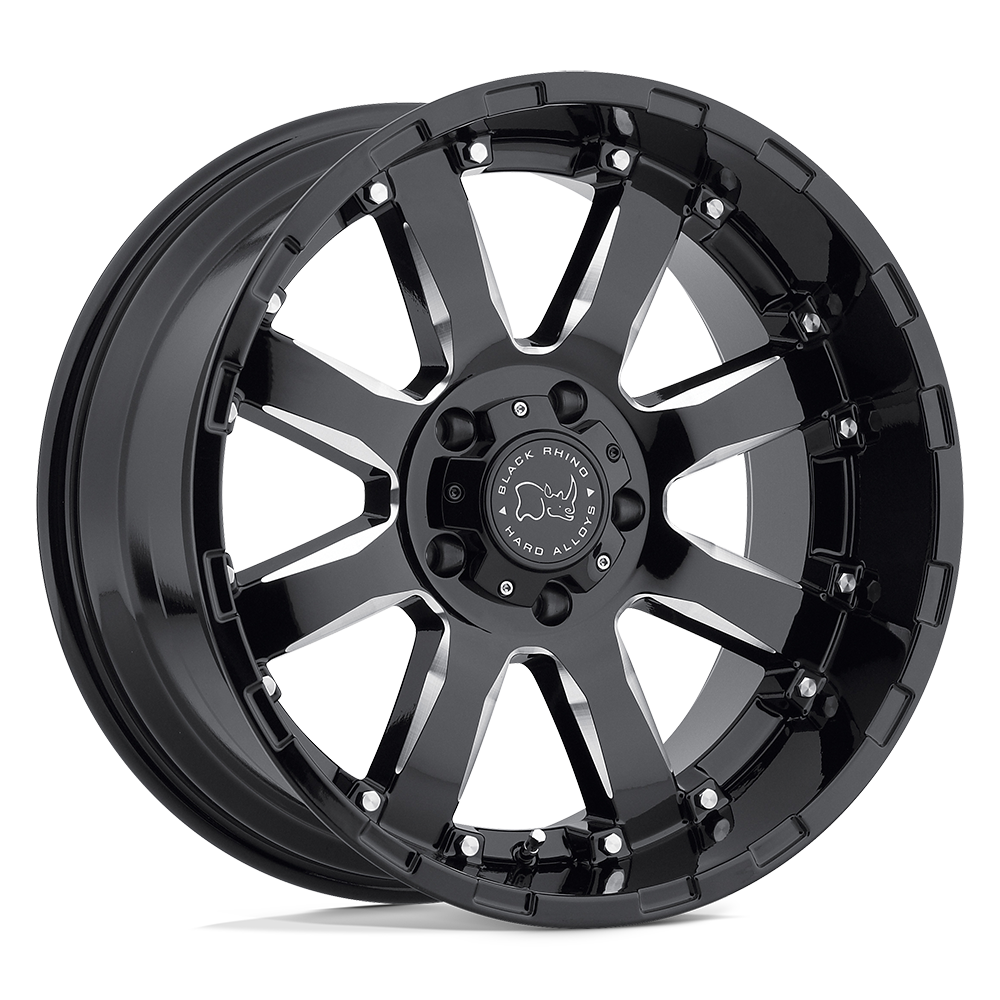 Black Rhino Hard Alloys Sierra 20X9 6X139.7 +12MM Gloss Black W/ Milled Spokes