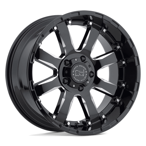 Black Rhino Hard Alloys Sierra 20X9 6X139.7 +12MM Gloss Black W/ Milled Spokes