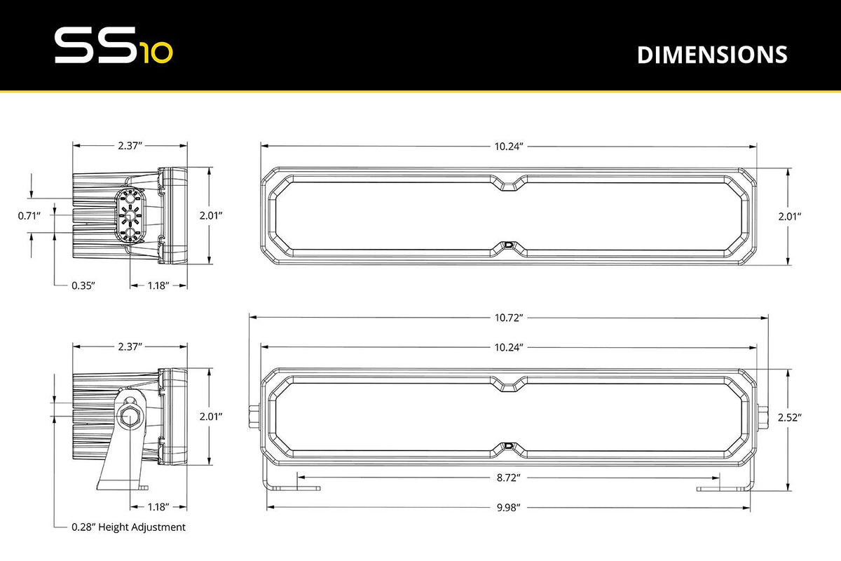 Diode Dynamics SS10 Max Yellow Spot Standard ABL (one) - DD8215 by Diode Dynamics - side view