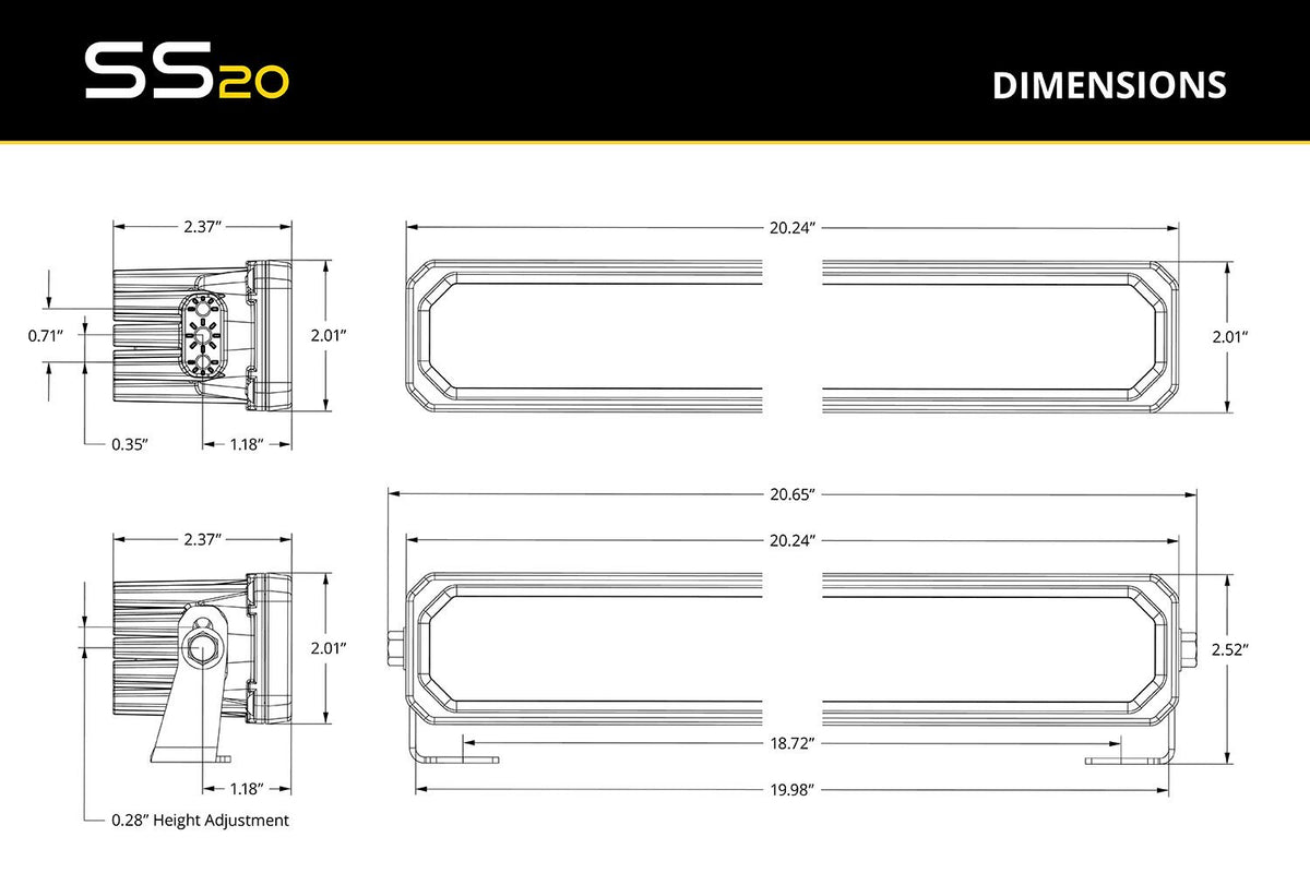 Diode Dynamics SS20 Pro White Spot Standard MBL (one) - DD8238 by Diode Dynamics - package contents