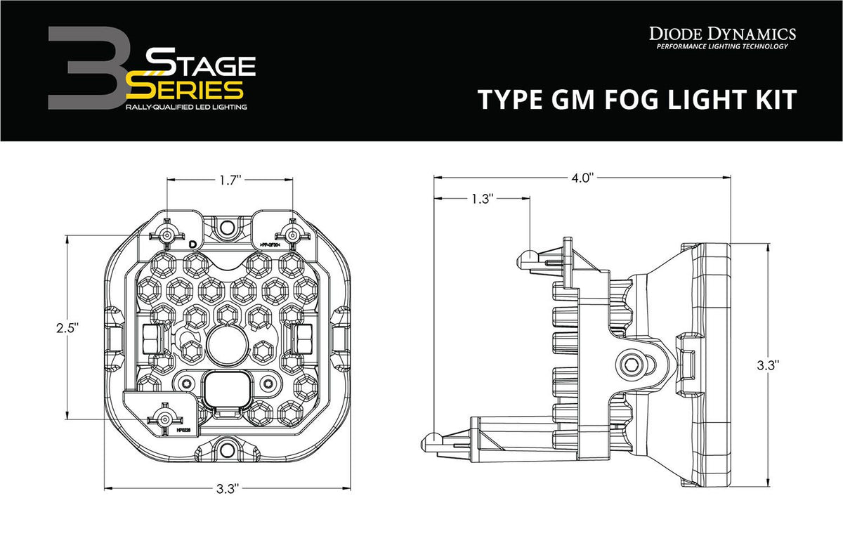 Diode Dynamics SS3 Sport Type GM Kit ABL - Yellow SAE Fog - DD7029