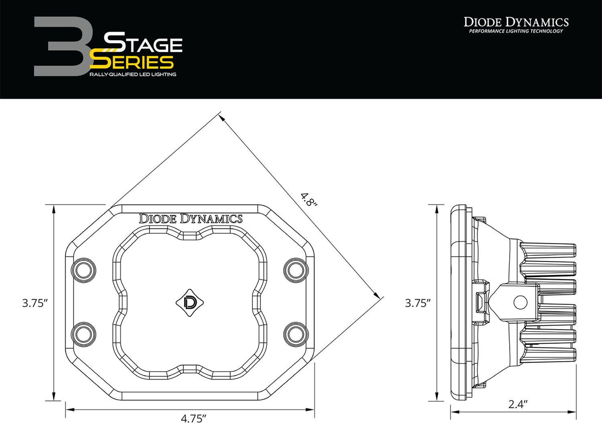 Diode Dynamics SS3 Sport ABL - Yellow Driving Flush (Pair) - DD6923P
