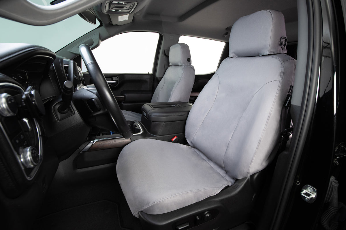 Covercraft 11-16 Ford F-250 Polycotton SeatSaver Custom Front Row Seat Covers - Grey - SS3415PCGY