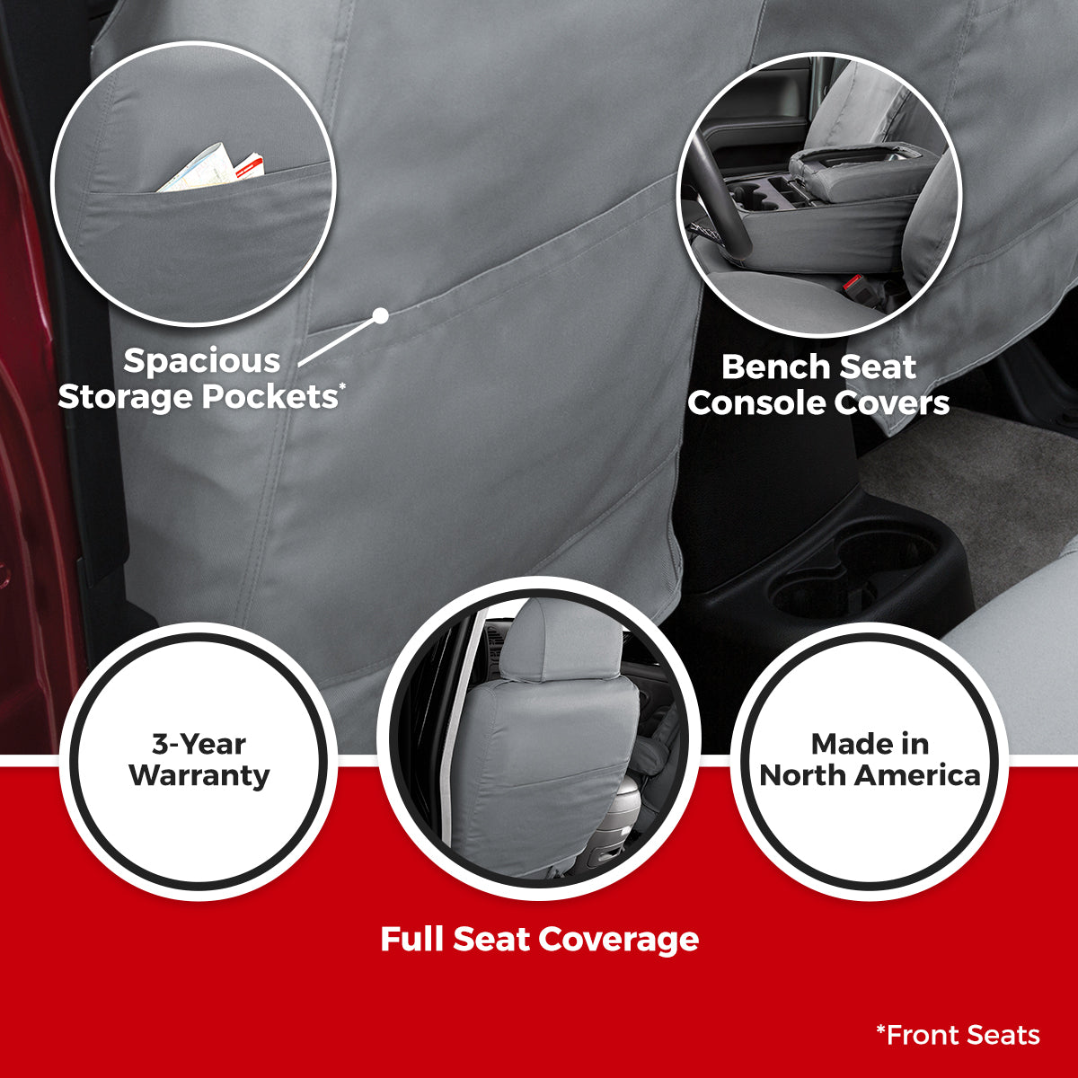 Covercraft 14-23 Ford Transit Endura Waterproof SeatSaver Front Row Seat Covers-Grey - SS3442WFGY