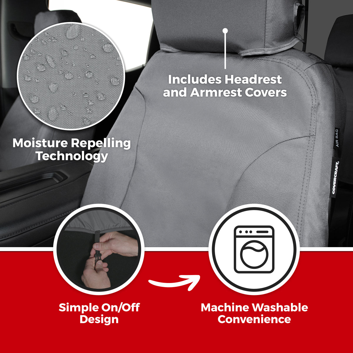Covercraft 15-21 Ford Transit Endura Waterproof SeatSaver Third Row Seat Covers-Taupe - SS8482WFTP