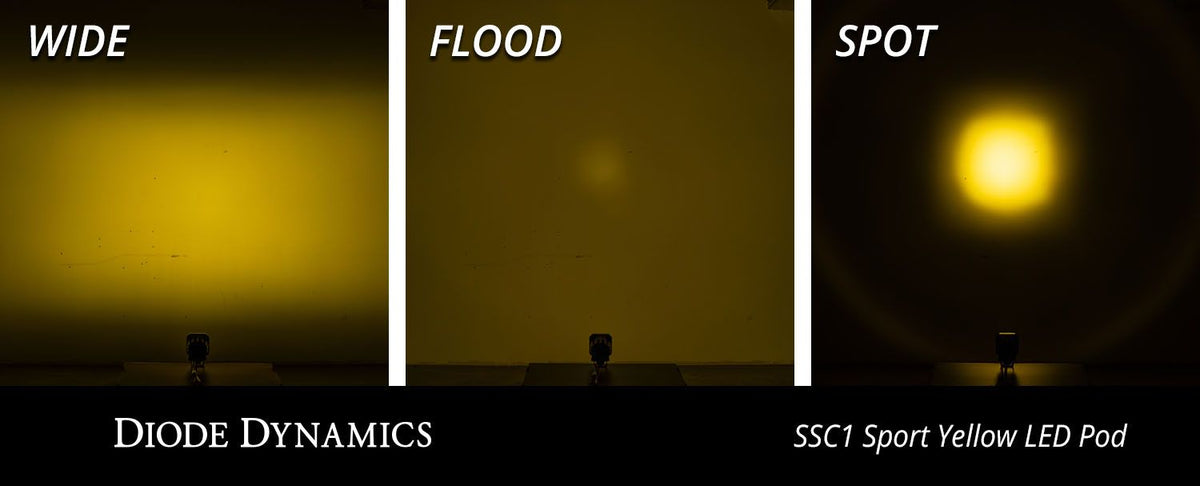 Diode Dynamics Stage Series C1 LED Pod Sport - Yellow Flood Standard ABL (Pair) - DD6448P