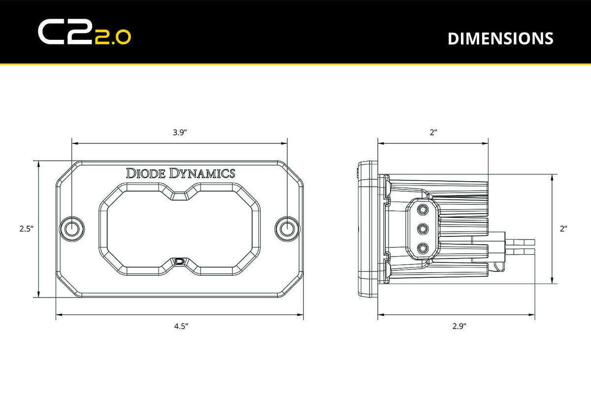 Diode Dynamics C2 2.0 Sport White Flood Flush RBL (Pair) - DD8120P