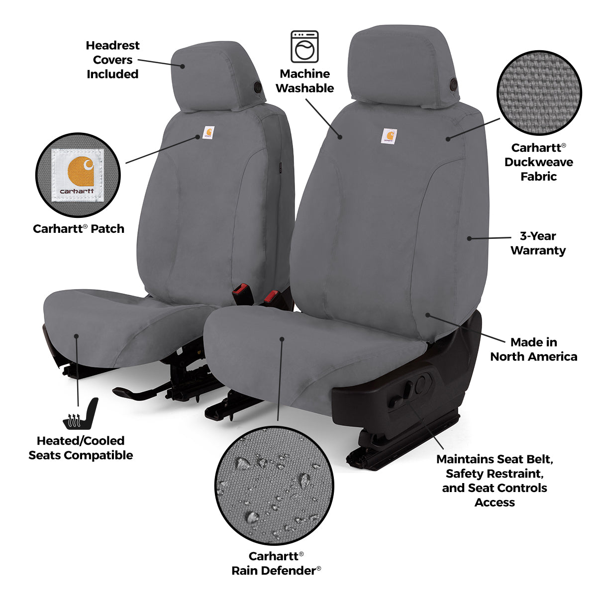 Covercraft 07-13 Chevrolet Tahoe Carhartt SeatSaver Custom Front Row Seat Covers - Gravel - SSC3374CAGY