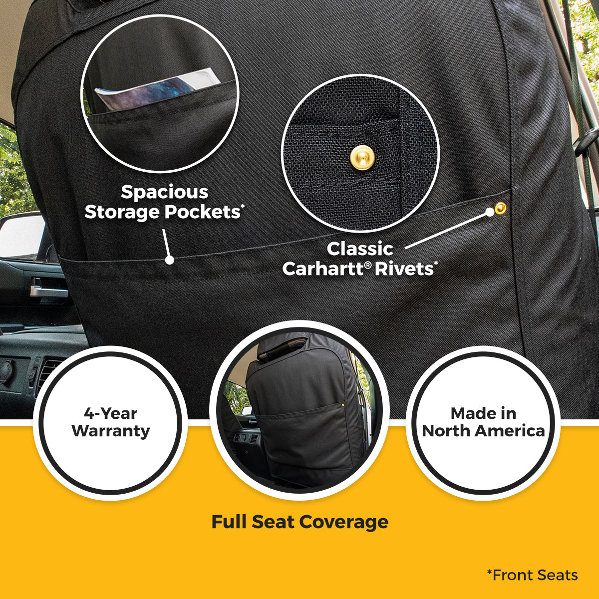 Covercraft 10-23 Toyota 4Runner Carhartt Super Dux SeatSaver Custom Second Row Seat Covers - Black - SSC8398COBK