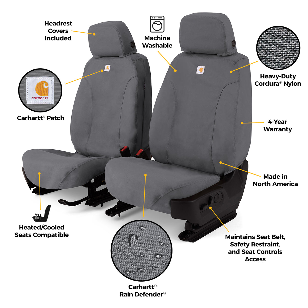 Covercraft 21-25 Ford F250 F350 Carhartt Super Dux SeatSaver Second Row Custom Seat Cover - Gravel - SSC8526COGY