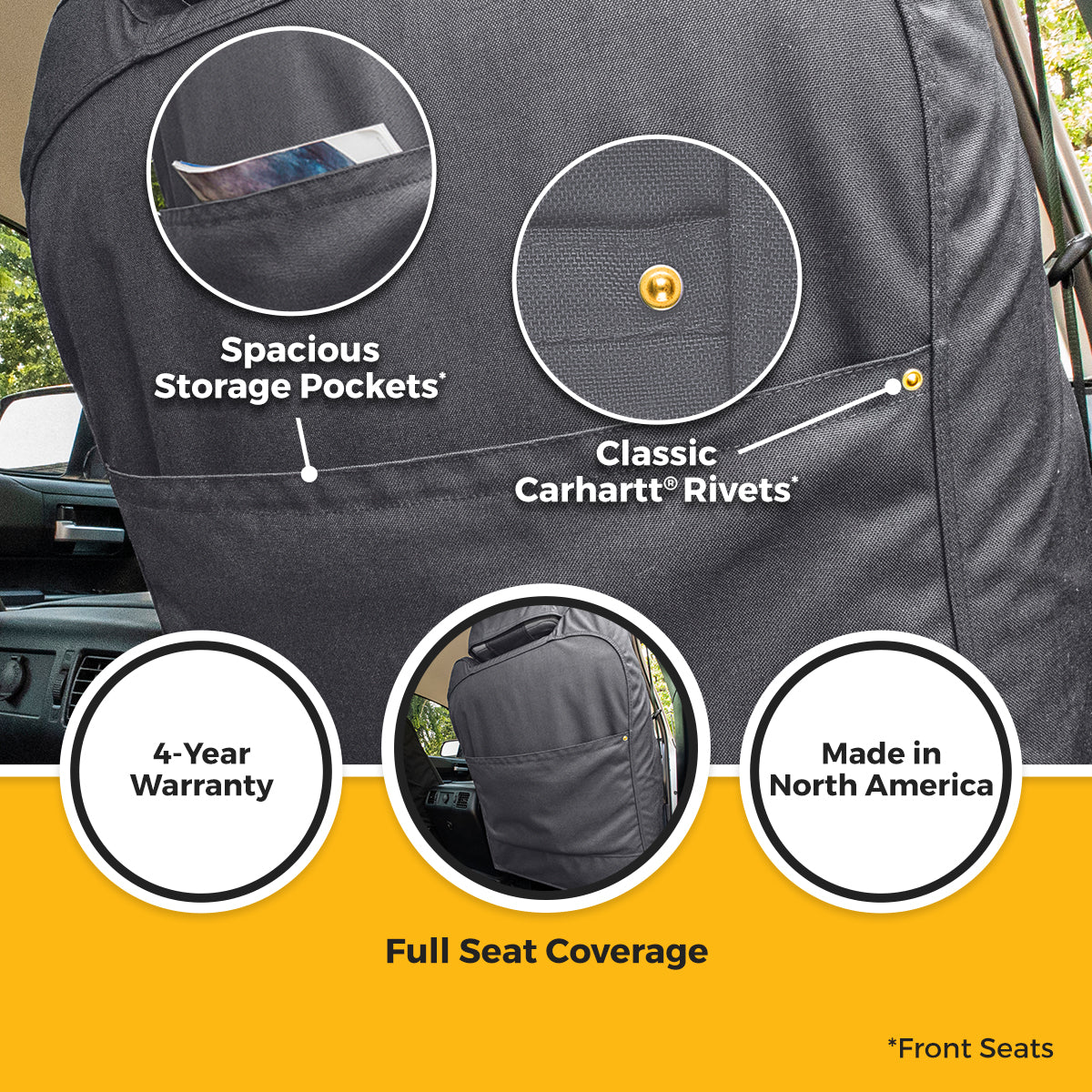 Covercraft 19-24 Dodge RAM 1500 Carhartt Super Dux SeatSaver Front Row Custom Seat Cover - Gravel - SSC3472COGY
