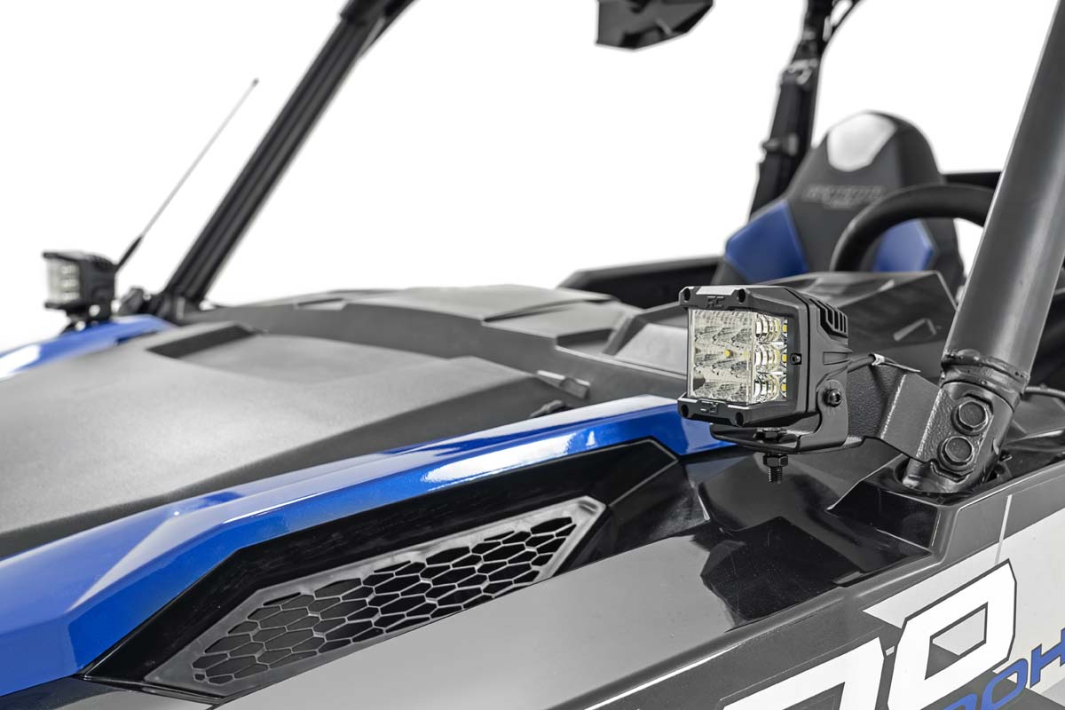 LED Light | Cage Mount | 2&quot; Black Pair | Spot | Polaris General/General XP