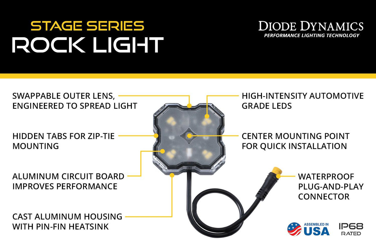 Diode Dynamics Single-Color Rock Light Installer Kit (8-pack) - DD7742